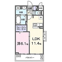 京王相模原線 京王堀之内駅 徒歩15分の賃貸アパート 2階1LDKの間取り
