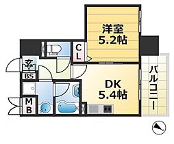 プリオーレ新開地 4階1DKの間取り