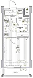 メイクスデザイン門前仲町リバープレイス 1Kの間取図画像