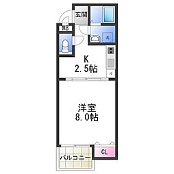 南海線 北助松駅 徒歩6分の賃貸アパート 1階1Kの間取り