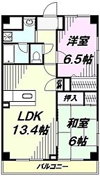 グリーンライズ南台 2LDKの間取図画像