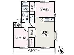 西武池袋線 保谷駅 徒歩13分の賃貸アパート 1階2LDKの間取り