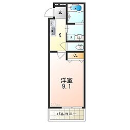 Osaka Metro四つ橋線 北加賀屋駅 徒歩10分の賃貸アパート 2階1Kの間取り