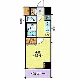 都営大江戸線 勝どき駅 徒歩5分の賃貸マンション 6階1Kの間取り