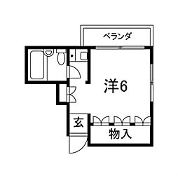 米久ビル ワンルームの間取図画像