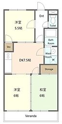 トヨダアメニティホームズI 1階3DKの間取り