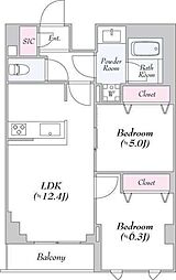 ロイジェント志村坂上 7階2LDKの間取り
