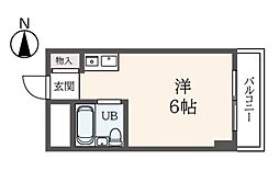 メゾン・ド・ノア天神町 5階ワンルームの間取り