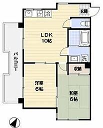 シャルール相模 2LDKの間取図画像