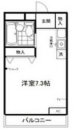 ロジマン菊川 5階ワンルームの間取り
