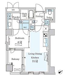 パークアクシスプレミア表参道 2階1LDKの間取り