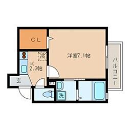 JR横須賀線 西大井駅 徒歩6分の賃貸アパート 1階1Kの間取り