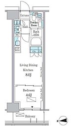 パークアクシス新宿百人町 3階1LDKの間取り