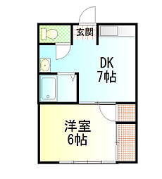 コーポ追分2 1DKの間取図画像