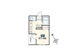 ゴールデンハウス平井 1階ワンルームの間取り