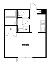 ベルコンフォート 1階1Kの間取り