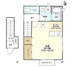 コモド本木 2階ワンルームの間取り