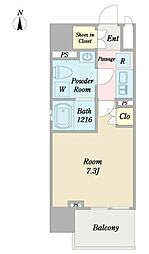 プライマル西大島小名木川 6階1Kの間取り