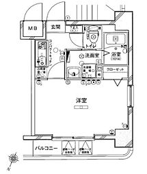 グリフィン横浜・東口 1Kの間取図画像