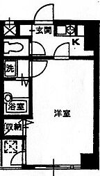 ジュネスII 2階1Kの間取り
