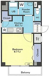 ゼフィーロ代々木公園 3階1Kの間取り