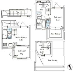 AGRATIOTERRCE恵比寿 2DKの間取図画像