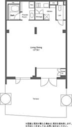 東京メトロ銀座線 表参道駅 徒歩10分の賃貸マンション 1階ワンルームの間取り