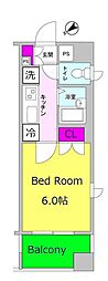 プロスペール溝の口 1Kの間取図画像