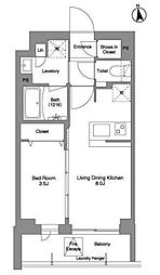 コンフォリア戸越公園 3階1LDKの間取り