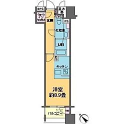 カスタリア銀座III 7階ワンルームの間取り