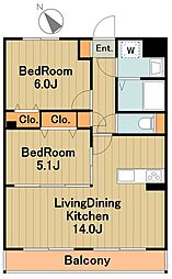 グランディール 2LDKの間取図画像