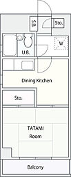 KyMax日の出町 1DKの間取図画像