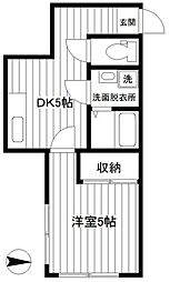 野本ビル 1DKの間取図画像