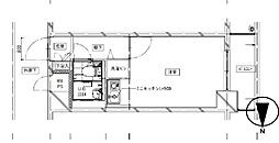 レジデンス三軒茶屋スクエア 4階ワンルームの間取り