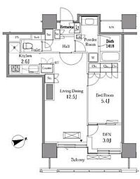 レジディアタワー目黒不動前 6階1SLDKの間取り