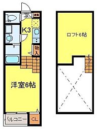 ハーモニーテラス那珂5 1Kの間取図画像