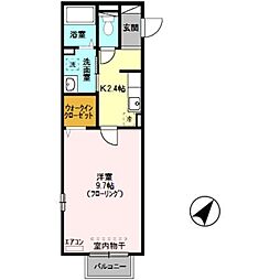 ソレーユ東川口 1Kの間取図画像
