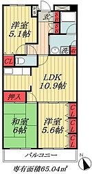 東京メトロ東西線 行徳駅 徒歩15分の賃貸マンション 5階3LDKの間取り