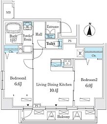 クラリティア板橋本町 3階2LDKの間取り