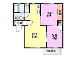 グレースアベニューB 2LDKの間取図画像