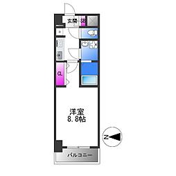 グローハイツ平野本町 1Kの間取図画像