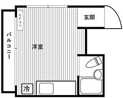 コーポ不二ビル 3階ワンルームの間取り