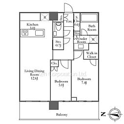 グランドメゾン白金の杜ザ・タワー 2SLDKの間取図画像