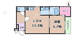 大阪市鶴見区今津中5丁目アパート 1LDKの間取図画像