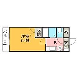 ジュネスドミール 1Kの間取図画像