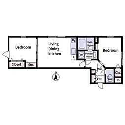 aLATO Oyama 2階2LDKの間取り