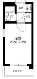 西武新宿線 上石神井駅 徒歩8分の賃貸マンション 2階1Kの間取り