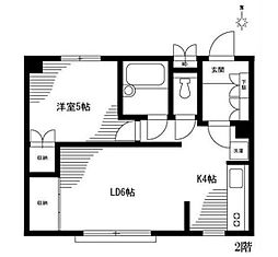 エムフラット 2階2Kの間取り