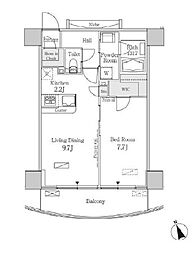 パークフラッツ芝浦 5階1LDKの間取り