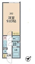 カインドネス松戸 2階1Kの間取り